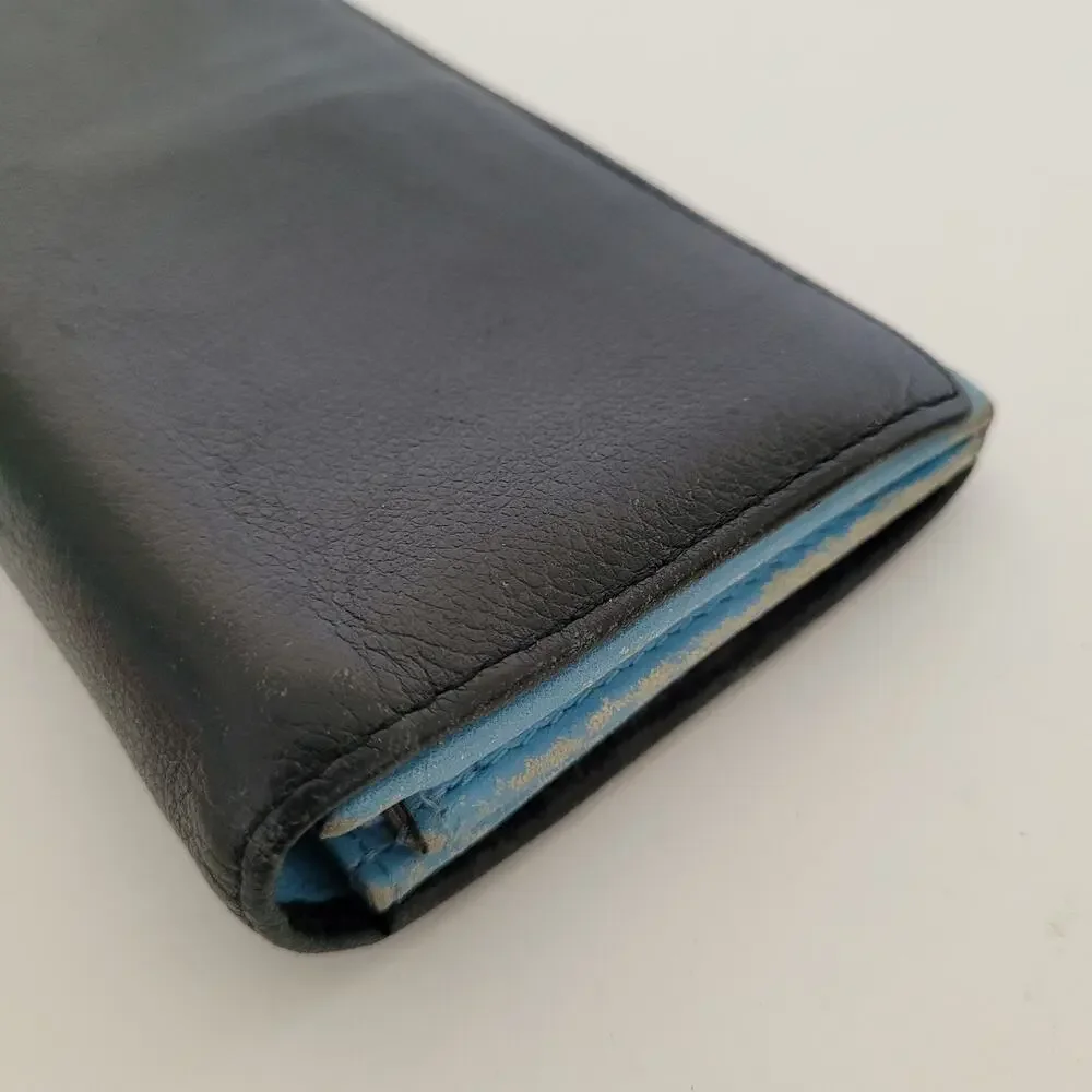 Paul Smith Love Letter Cow Leather Wallet Black Blue Boho Designer Large Envelop
